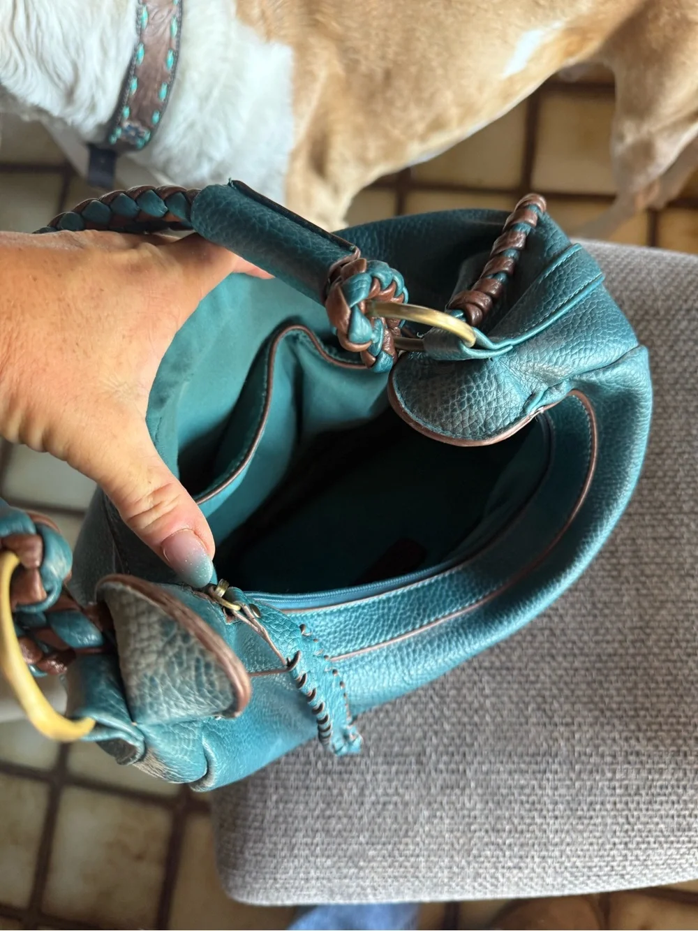 Teal Leather Hobo Bag - Women
